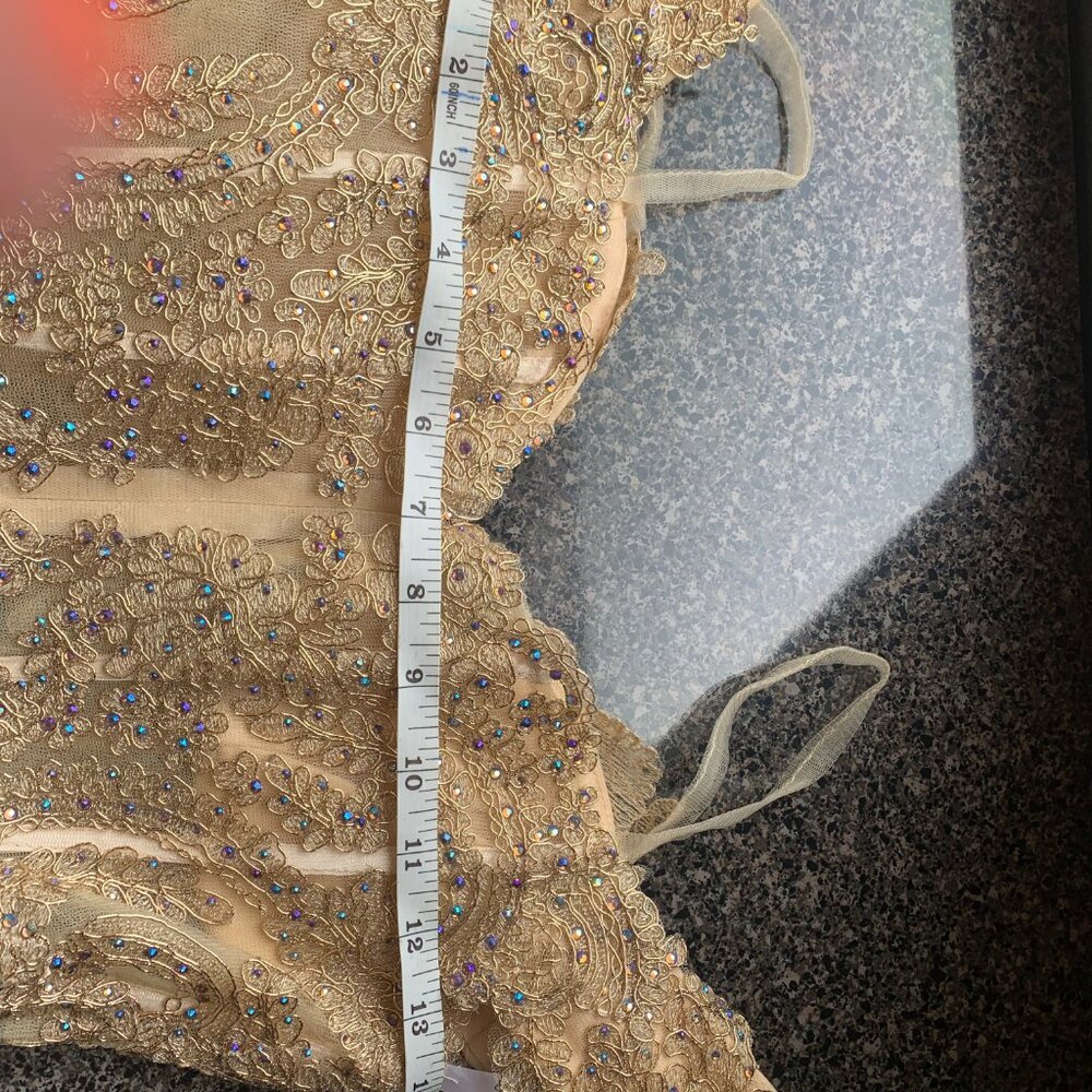 Cinderella Divine - KV1034 Beaded Lace Sweetheart Ballgown NWT size 4 Gold/Gold - Picture 11 of 15